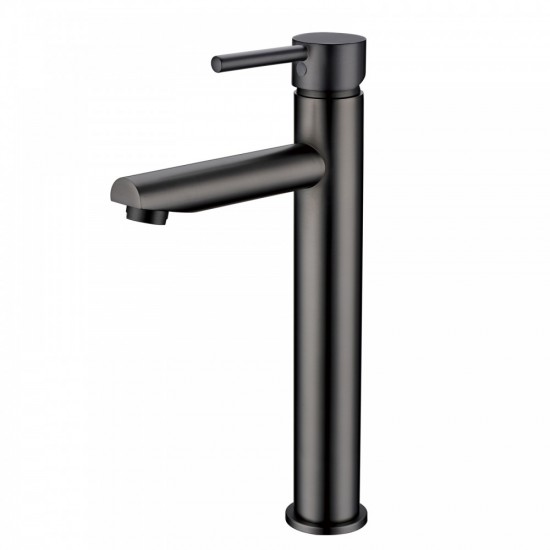 Euro Round Solid Brass Gunmetal Grey Tall Basin Mixer Bathroom Vanity Tap